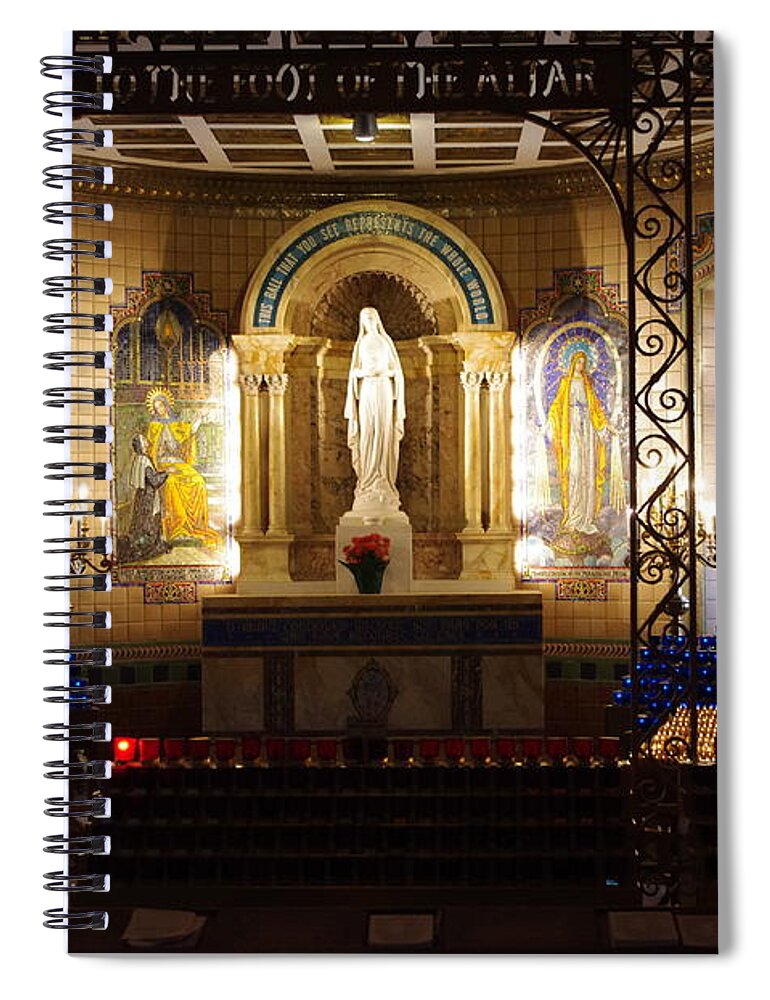  Spiral Notebook featuring the photograph The Miraculous Medal shrine by Gerald Kloss