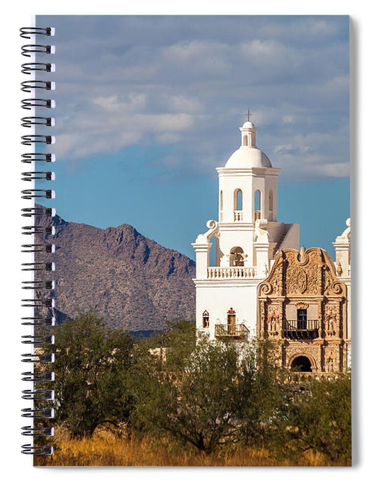 Architecture Spiral Notebook featuring the photograph The Mission and the Mountains by Ed Gleichman