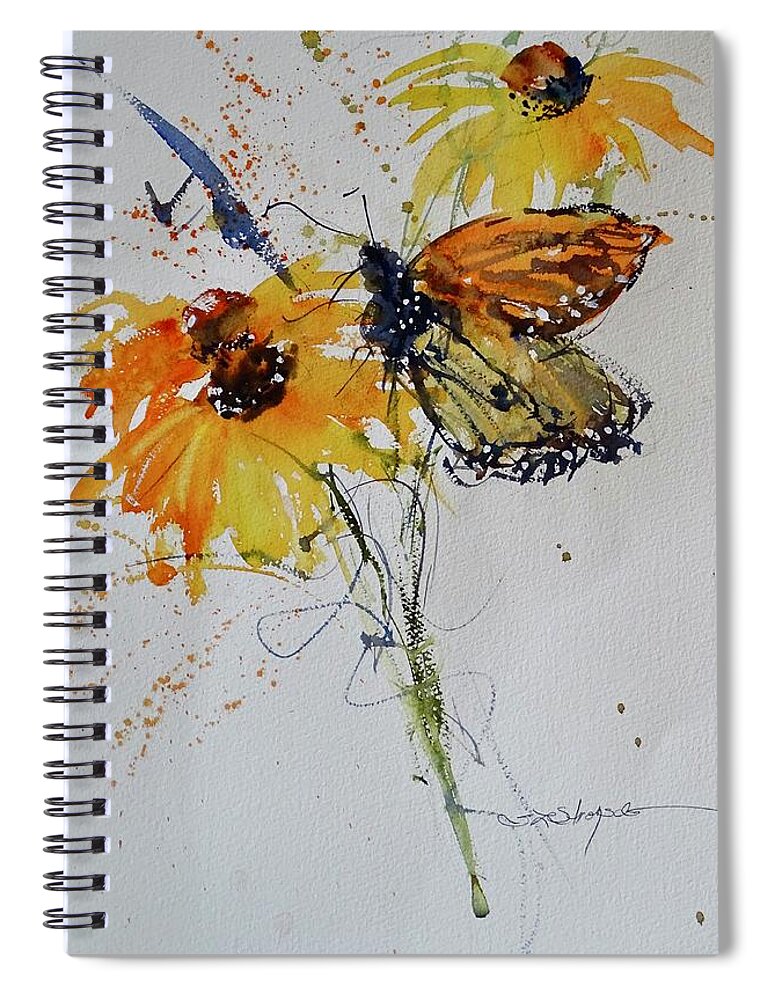 Butterfly Spiral Notebook featuring the painting The Monarch by Sandra Strohschein