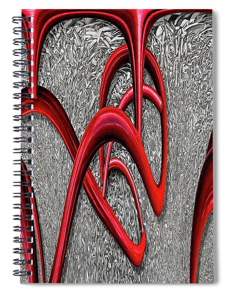 Abstract Spiral Notebook featuring the digital art The Monday Lipstick Caper by Wendy J St Christopher