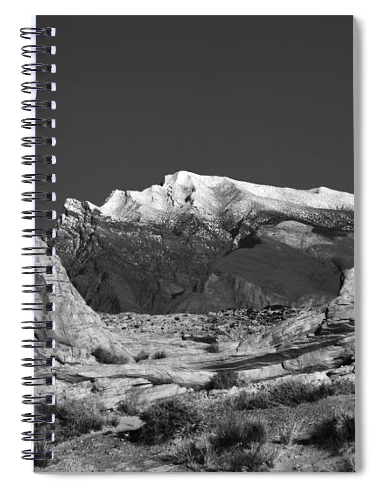 Moon Spiral Notebook featuring the photograph The Moon and the Mountain Range by Mike Nellums