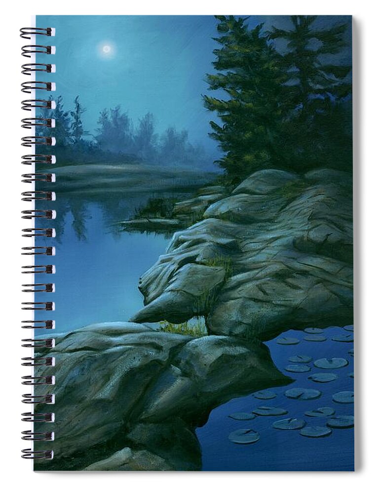 Moon Spiral Notebook featuring the painting The Moonlight Hour by Michael Swanson