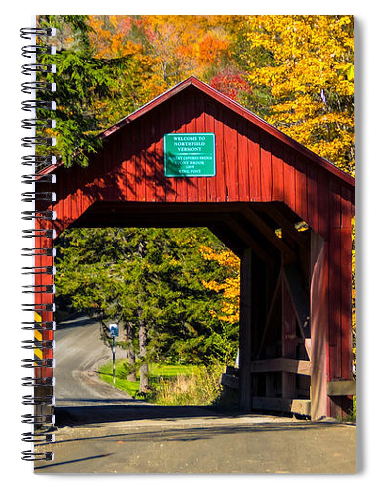 Stony Brook Covered Bridge Spiral Notebook featuring the photograph The Moseley/Stony Brook Covered Bridge by Scenic Vermont Photography