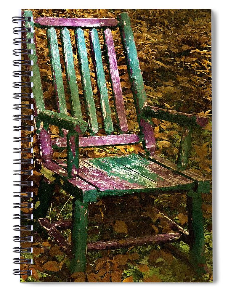 Chair Spiral Notebook featuring the painting The Motley Chair by RC DeWinter