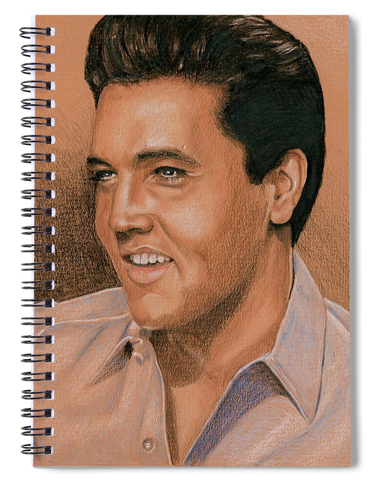 Elvis Spiral Notebook featuring the drawing The Movie Star by Rob De Vries