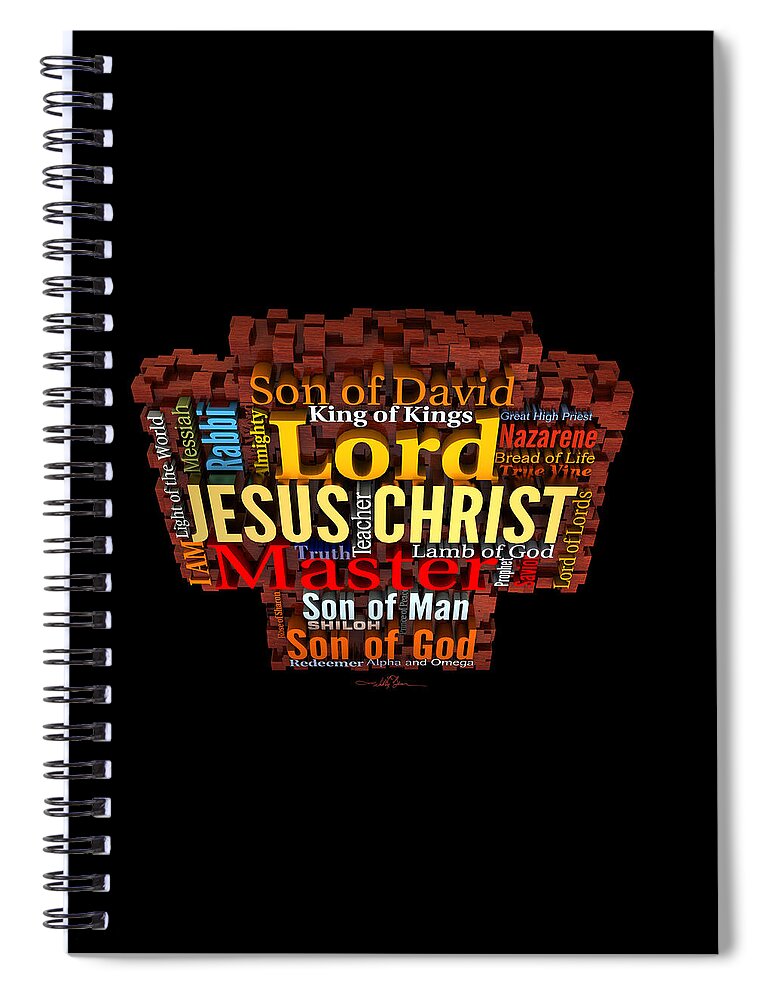 Word Clouds Spiral Notebook featuring the digital art The Names of the King-2 by William Ladson