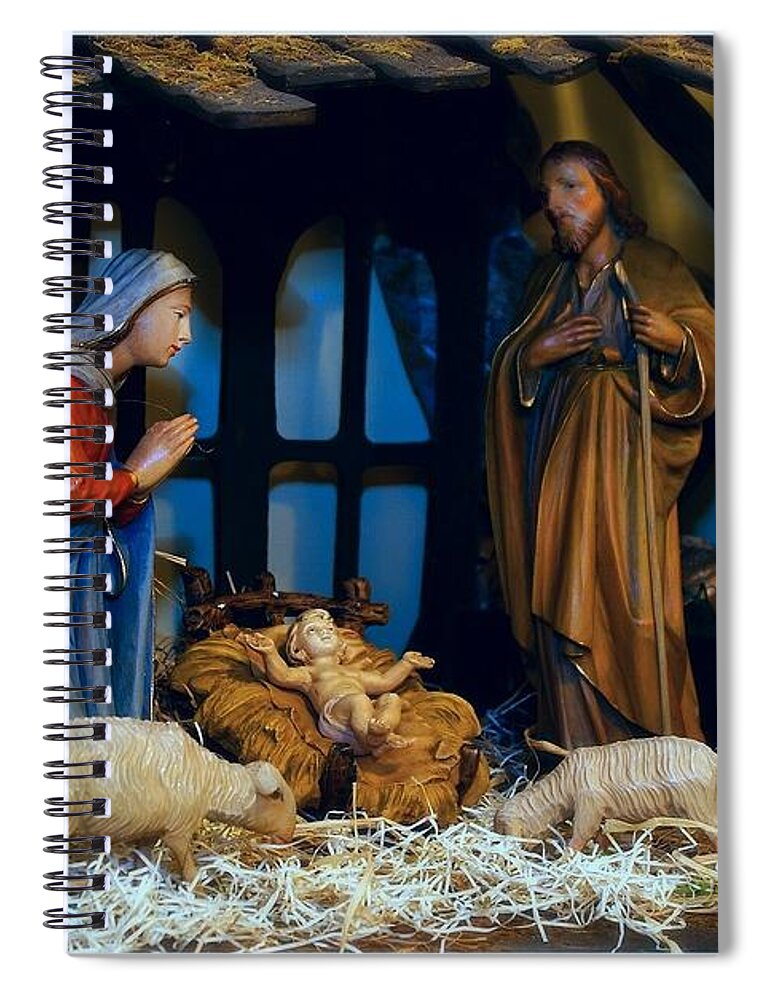 Christmas Cards Spiral Notebook featuring the photograph The Nativity Scene - Border by Frank J Casella