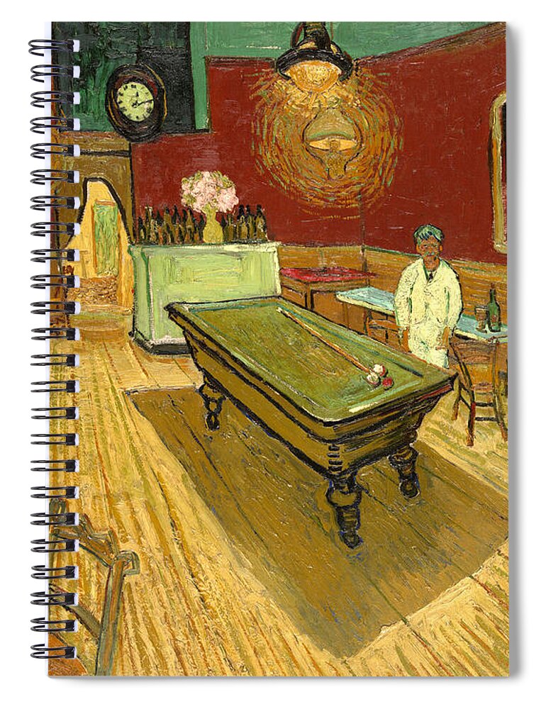 Vincent Van Gough Spiral Notebook featuring the painting The Night Cafe Auto Contrasted by Vincent Van Gogh