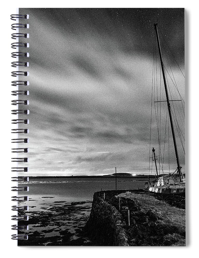 Ireland Spiral Notebook featuring the photograph The Night Sky Illuminated by Galway by Stephen Russell Shilling