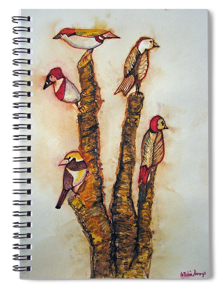 Birds Spiral Notebook featuring the painting The Night Watchers by Patricia Arroyo