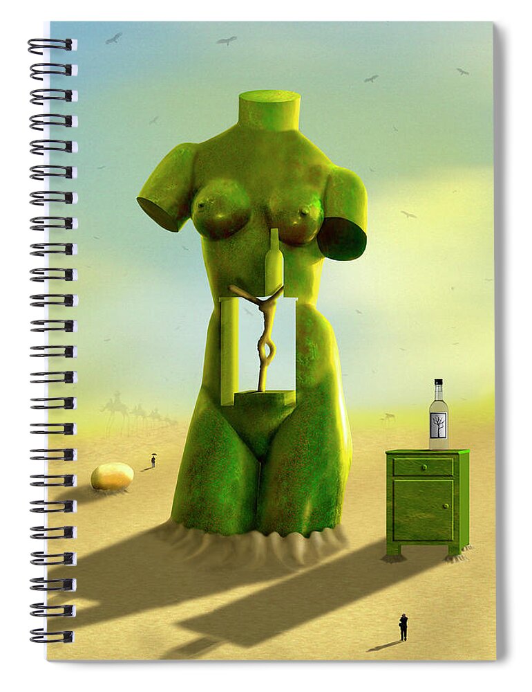 Surrealism Spiral Notebook featuring the photograph The Nightstand 2 by Mike McGlothlen