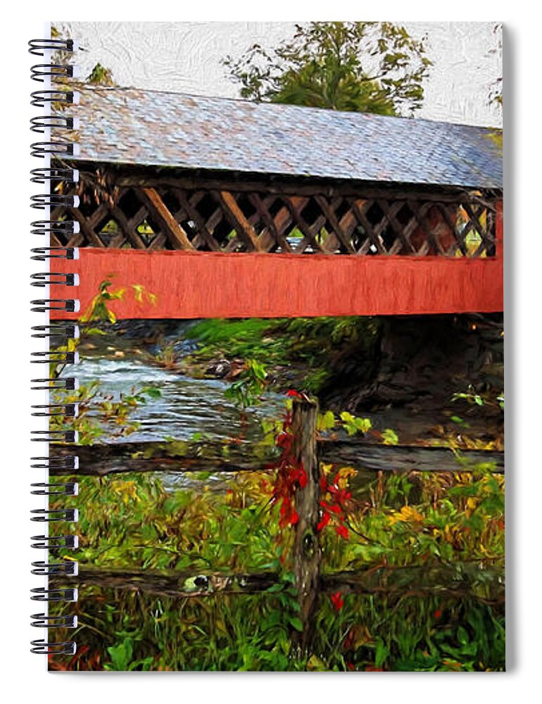 Creamery Covered Bridge Spiral Notebook featuring the photograph The Old Creamery Covered Bridge by Susan Rissi Tregoning