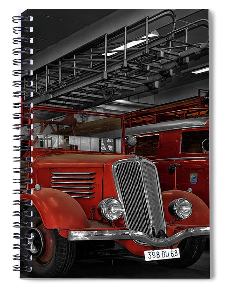 Fire Spiral Notebook featuring the photograph The Old Fire Trucks by Joachim G Pinkawa