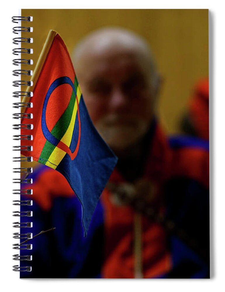 Man Spiral Notebook featuring the photograph The Old Man and the Flag by Pekka Sammallahti