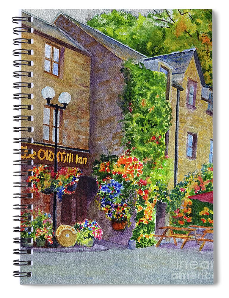 Scotland Spiral Notebook featuring the painting The Old Mill Inn by Karen Fleschler