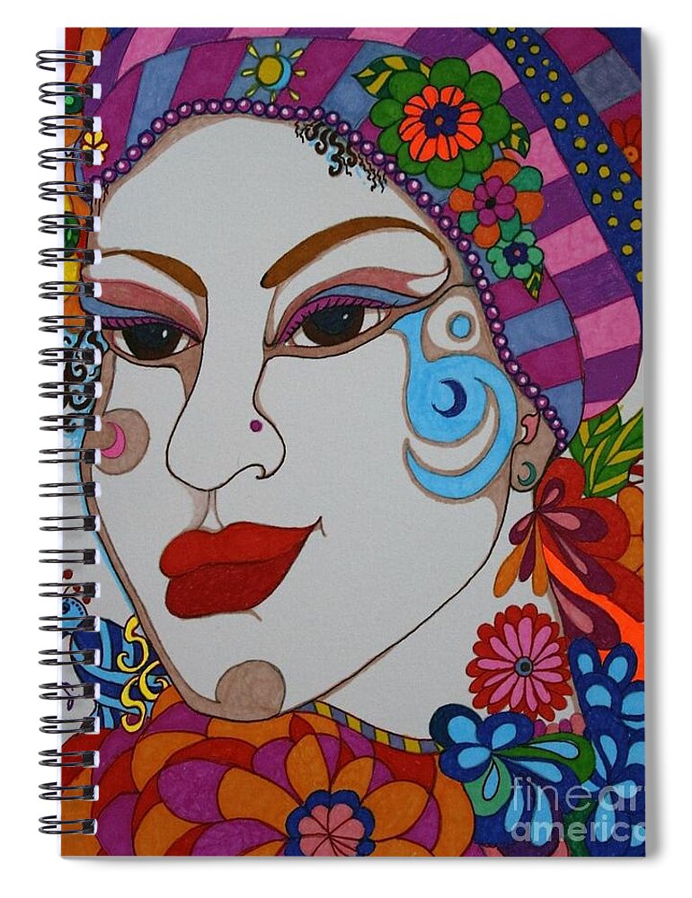 Females Spiral Notebook featuring the drawing The Opera Singer by Alison Caltrider
