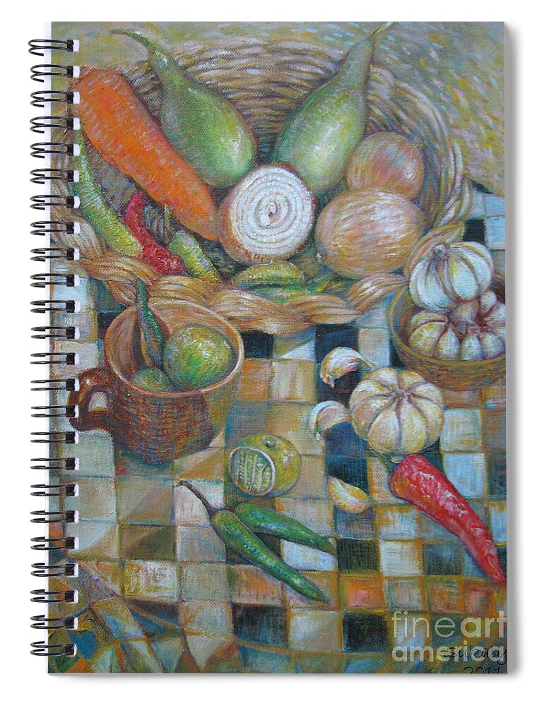 Orange Spiral Notebook featuring the painting The Orange and The Green by Sukalya Chearanantana