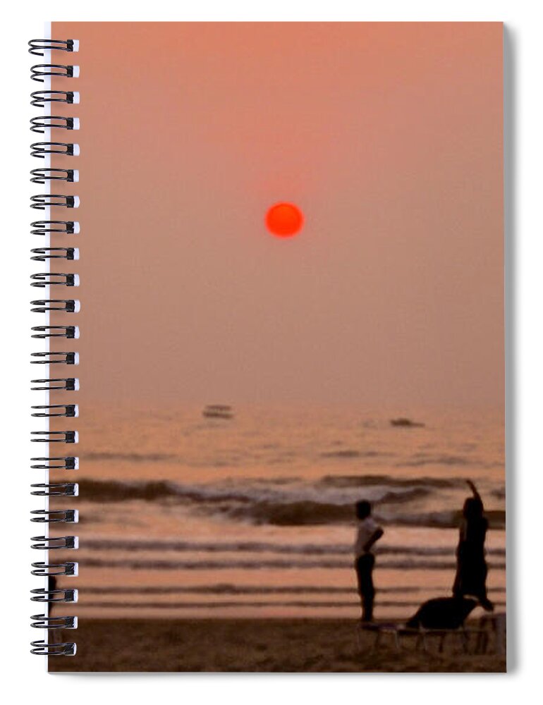 Beautiful Tropical Sunset At A Beach On An Indian Ocean Spiral Notebook featuring the photograph The Orange Moon by Sher Nasser