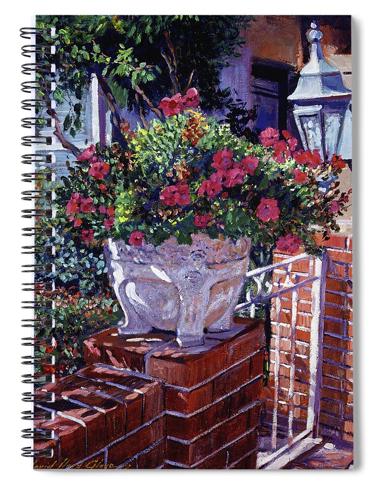 Flowers Spiral Notebook featuring the painting The Ornamental Floral Gate by David Lloyd Glover