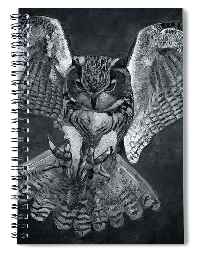 Owl Spiral Notebook featuring the painting The Owl 2 by Christian Klute
