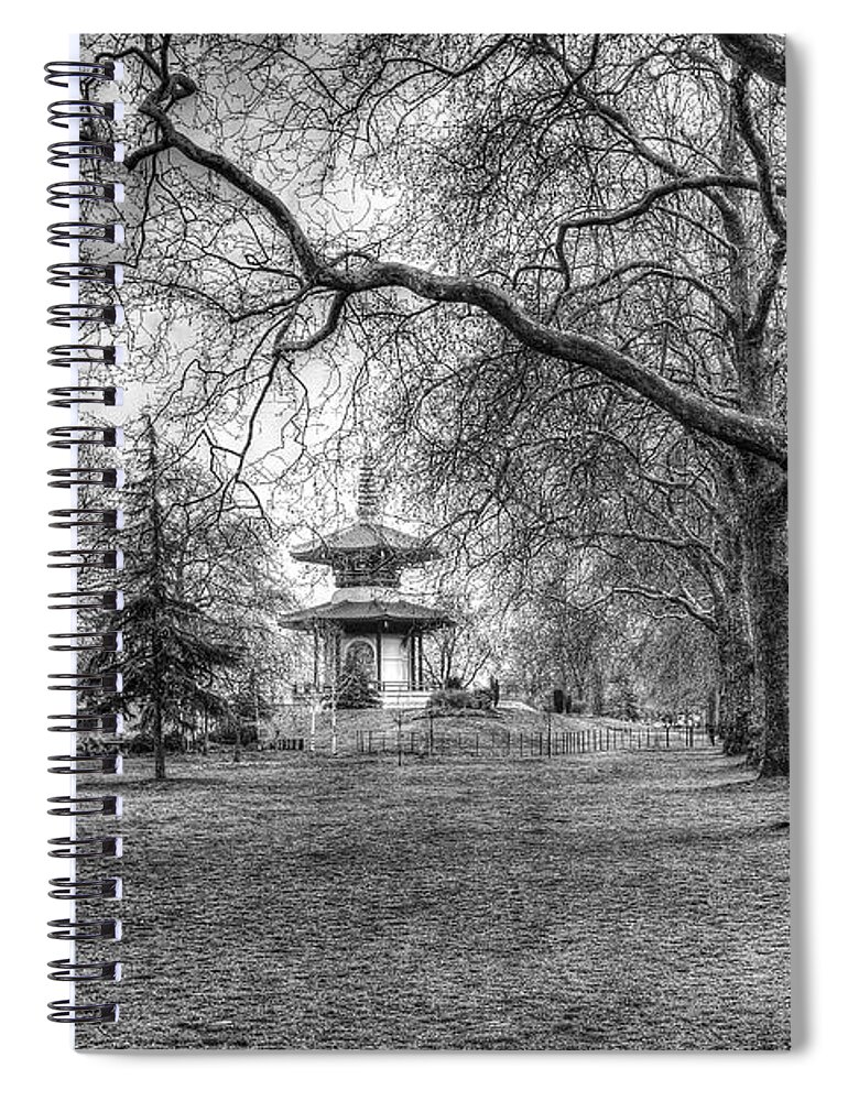 Pagoda Spiral Notebook featuring the photograph The Pagoda Battersea Park London by David Pyatt