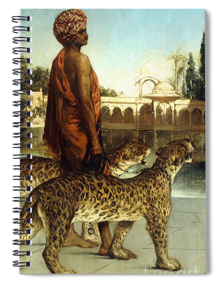 Leopards Spiral Notebook featuring the painting The Palace Guard with Two Leopards by Jean Joseph Benjamin Constant