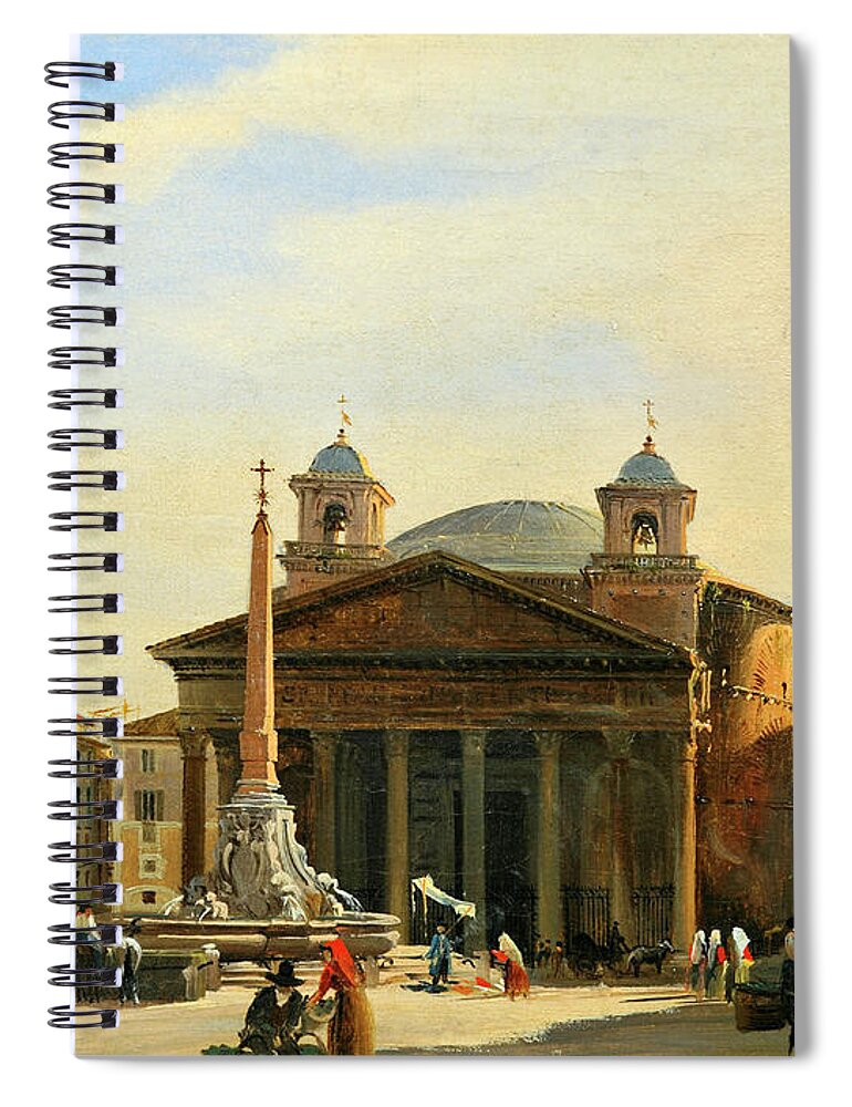 Ippolito Caffi Spiral Notebook featuring the painting The Pantheon. Rome by Ippolito Caffi