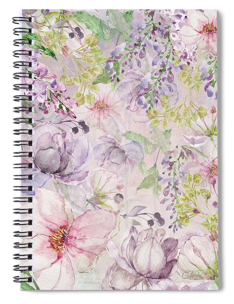 Gardens Spiral Notebook featuring the mixed media The Pastel Garden by Colleen Taylor