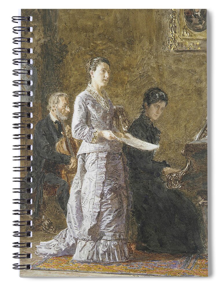 19th Century Art Spiral Notebook featuring the drawing The Pathetic Song by Thomas Eakins
