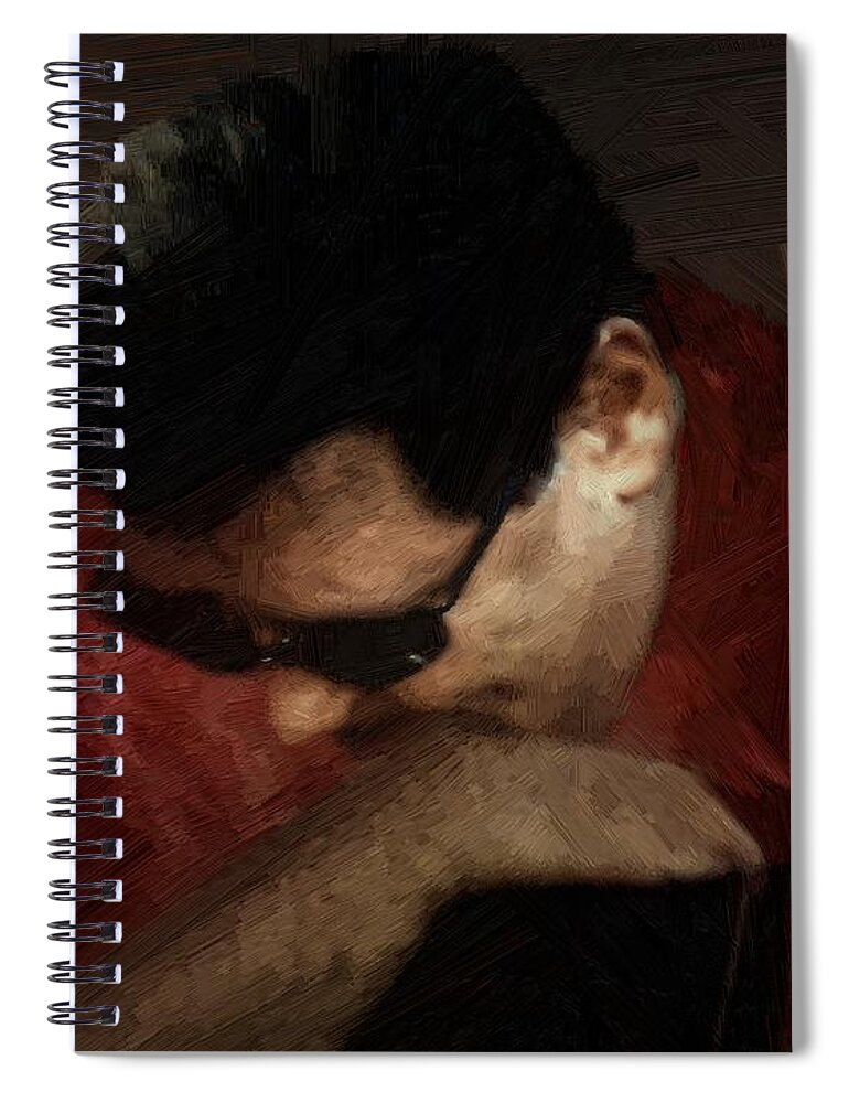 Portrait Spiral Notebook featuring the painting The Penitent by RC DeWinter
