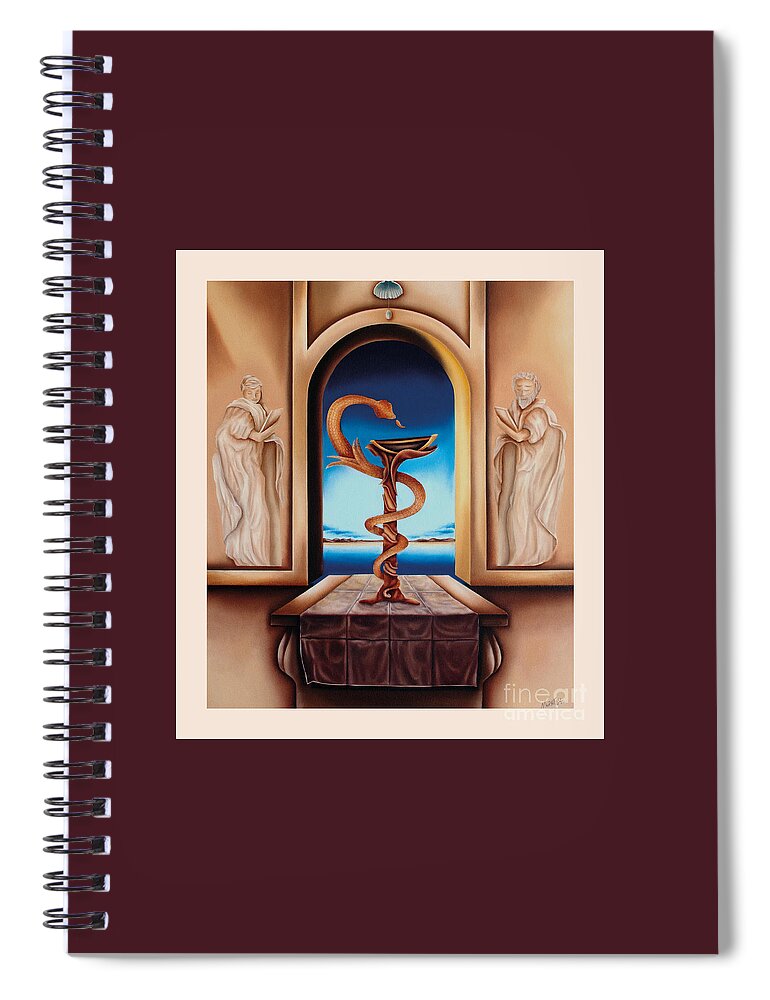 Asclepius Spiral Notebook featuring the painting Surreal The Physician by Johannes Murat