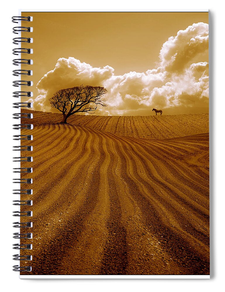 Field Spiral Notebook featuring the photograph The Ploughed Field by Mal Bray
