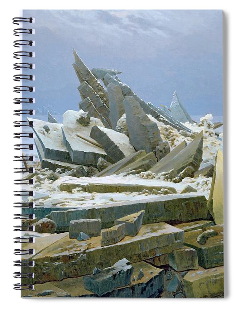 The Spiral Notebook featuring the painting The Polar Sea by Caspar David Friedrich