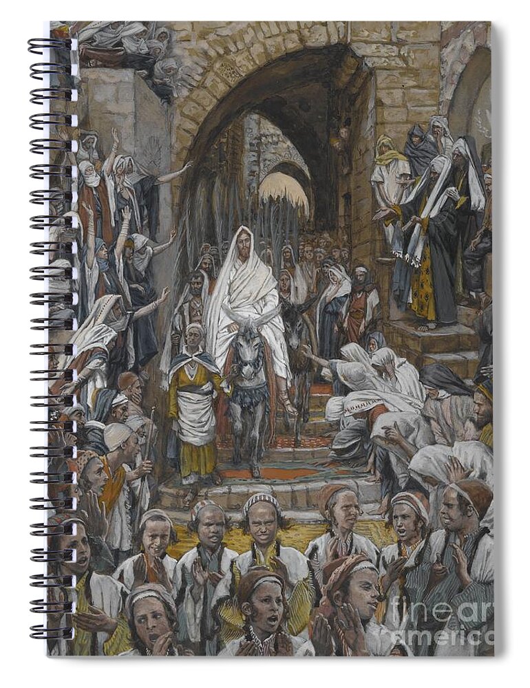 Tissot Spiral Notebook featuring the painting The Procession in the Streets of Jerusalem by Tissot