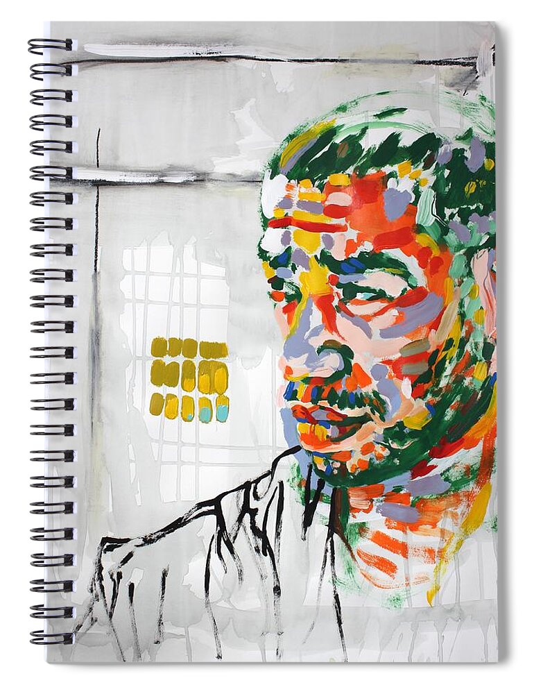 Abstract Spiral Notebook featuring the mixed media Pursuit by Aort Reed