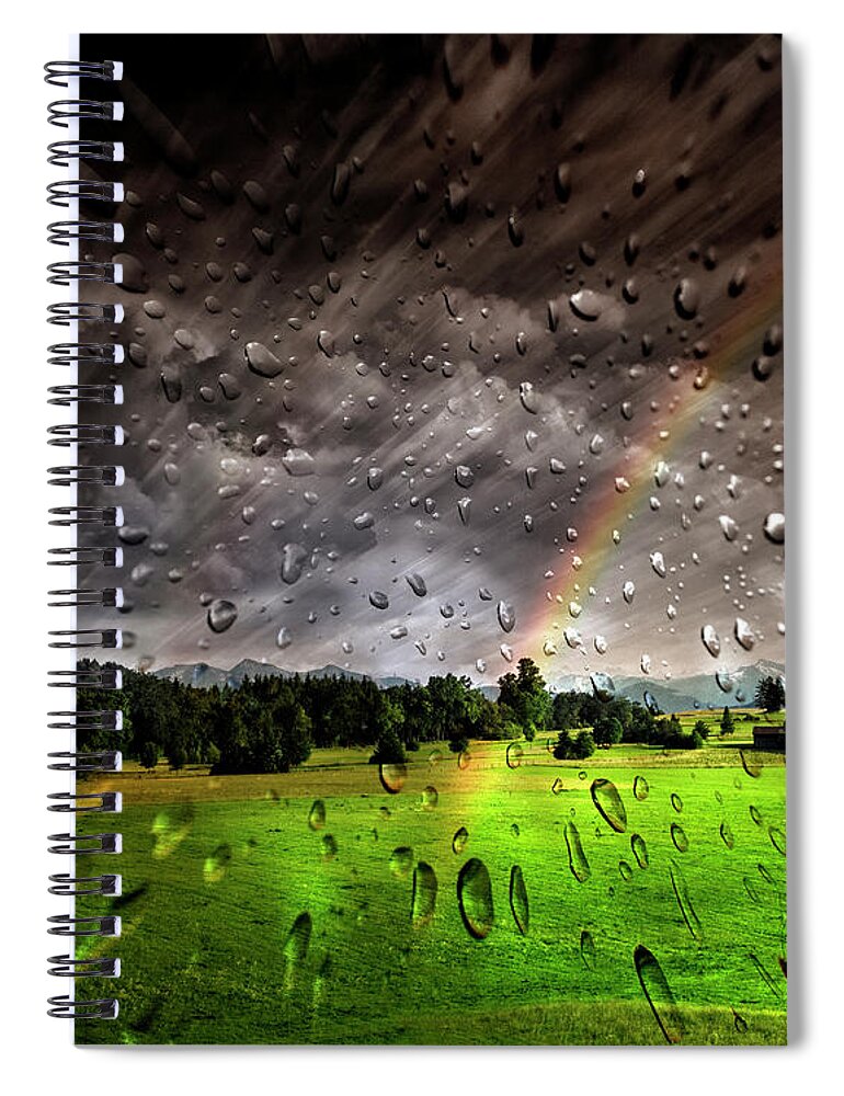 Nag004463 Spiral Notebook featuring the digital art The Rain Is Mainly In The Plain by Edmund Nagele FRPS