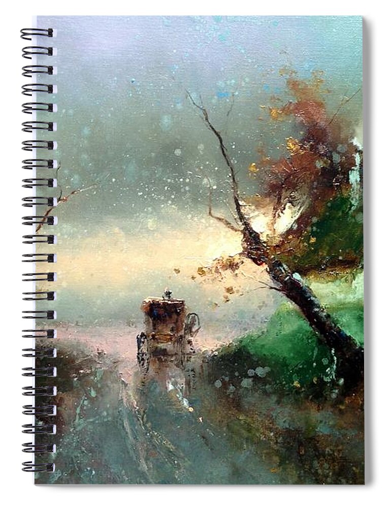 Russian Artists New Wave Spiral Notebook featuring the painting The Rays of the Morning Sun by Igor Medvedev