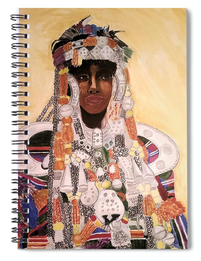 Jewelry Spiral Notebook featuring the painting The Real crown Jewels by Sala Adenike