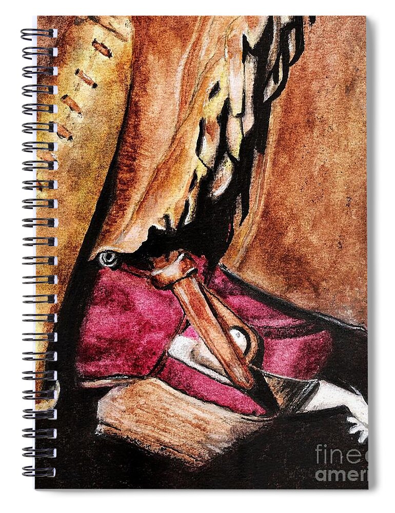 Western Boots Spiral Notebook featuring the painting The Red Boot by Frances Marino