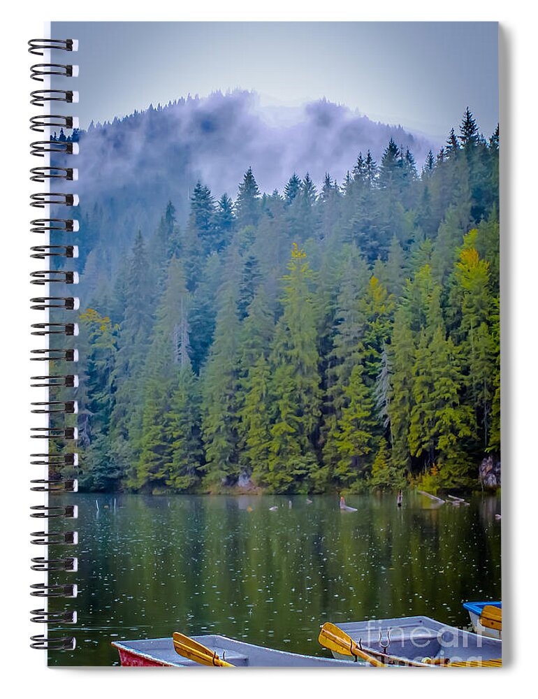 Mountains Spiral Notebook featuring the photograph The Red Lake - Romania by Claudia M Photography