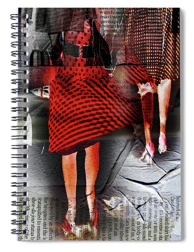 Skirt Spiral Notebook featuring the digital art The red skirt by Gabi Hampe