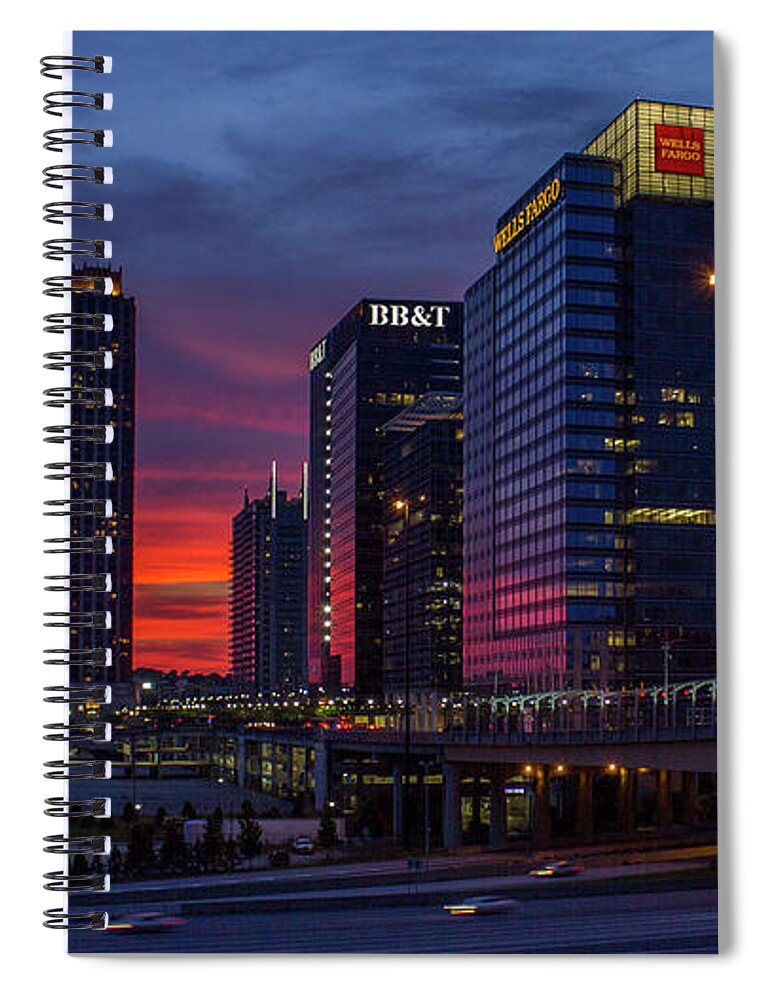 Reid Callaway Midtown Atlanta Images Spiral Notebook featuring the photograph The Red Sunset 2 Midtown Atlanta Cityscape Art by Reid Callaway