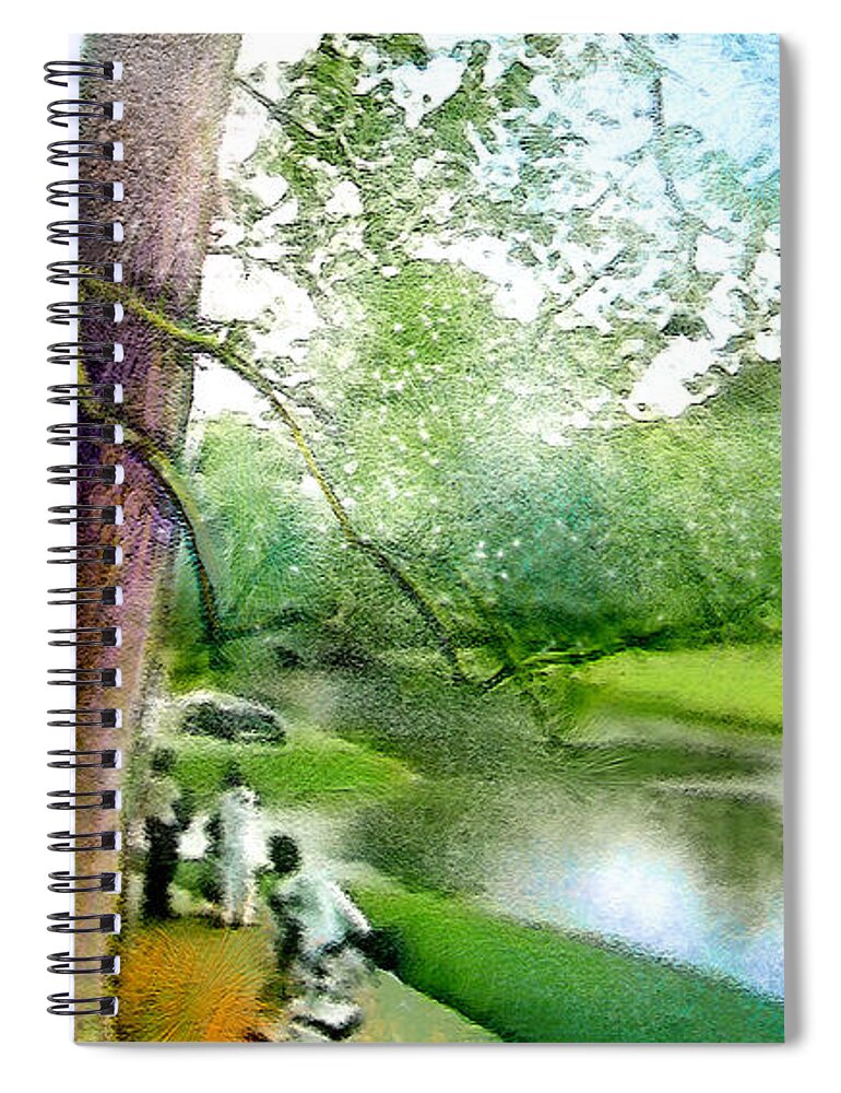 Portrait Spiral Notebook featuring the painting The Return of The Tiger 03 - Walking on Water by Miki De Goodaboom