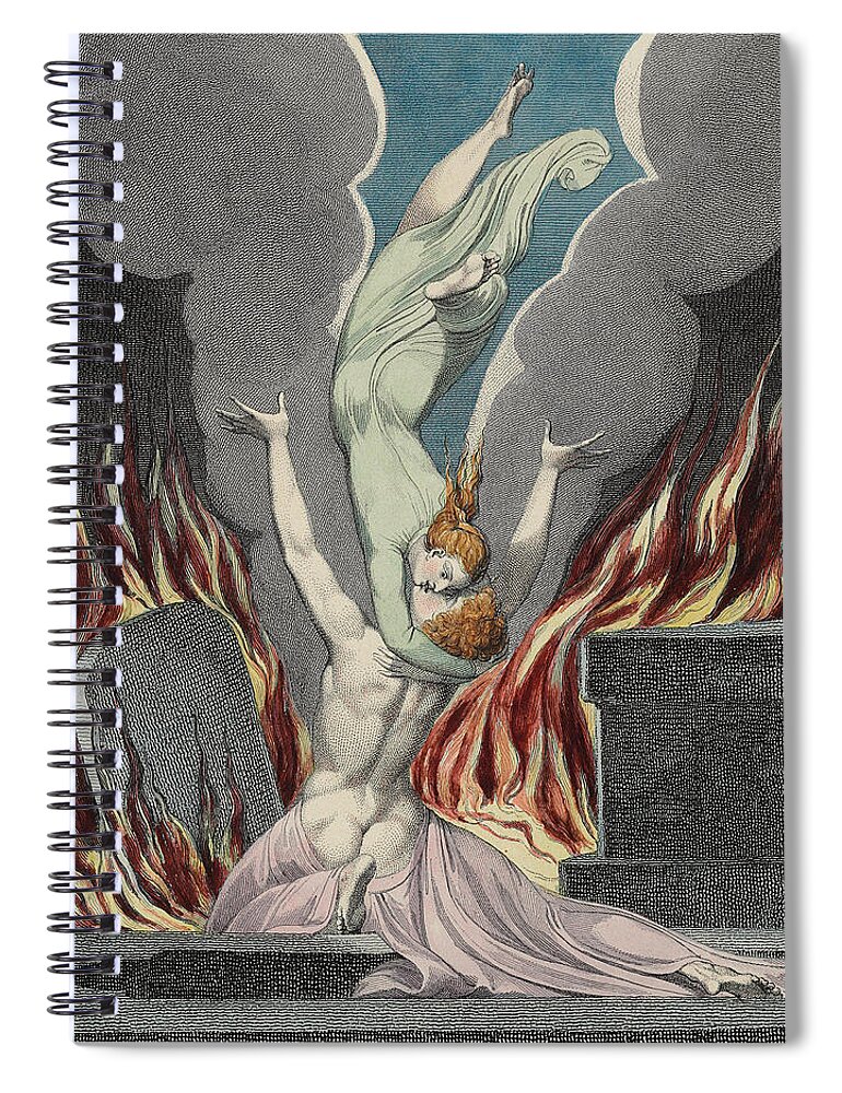 William Blake Spiral Notebook featuring the painting The Reunion of the Soul and the Body by William Blake