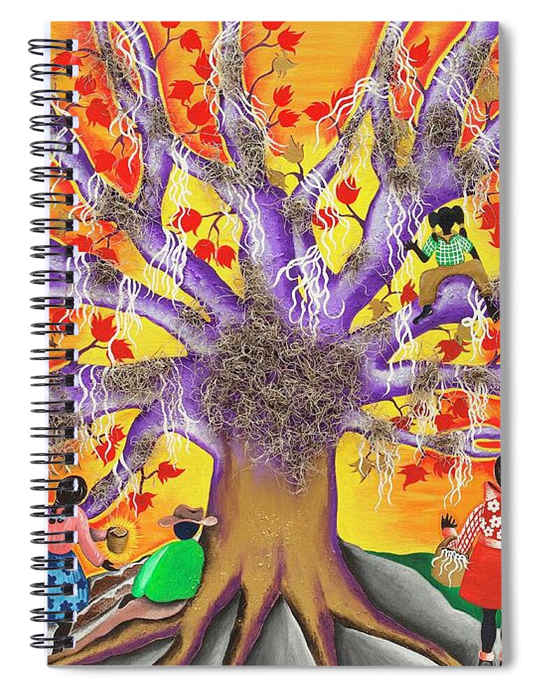 Sabree Spiral Notebook featuring the painting The Risk of the Roots by Patricia Sabreee