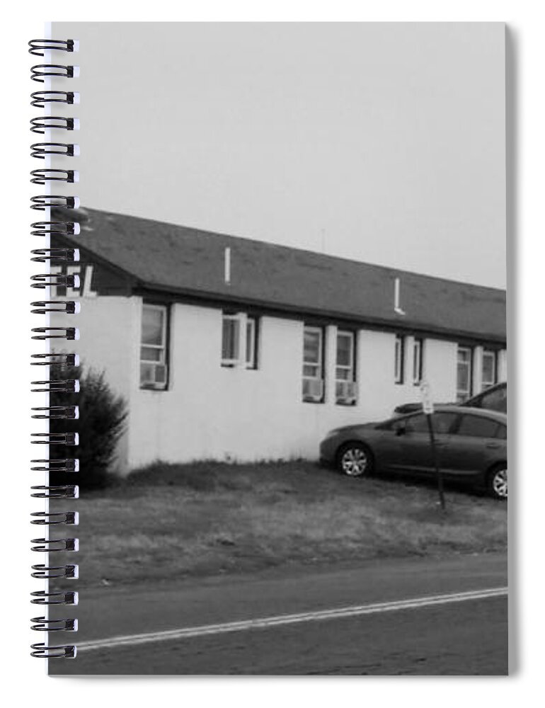 The Rolling Stones Spiral Notebook featuring the photograph The Rolling Stones' Memory Motel Montauk New York by Rob Hans