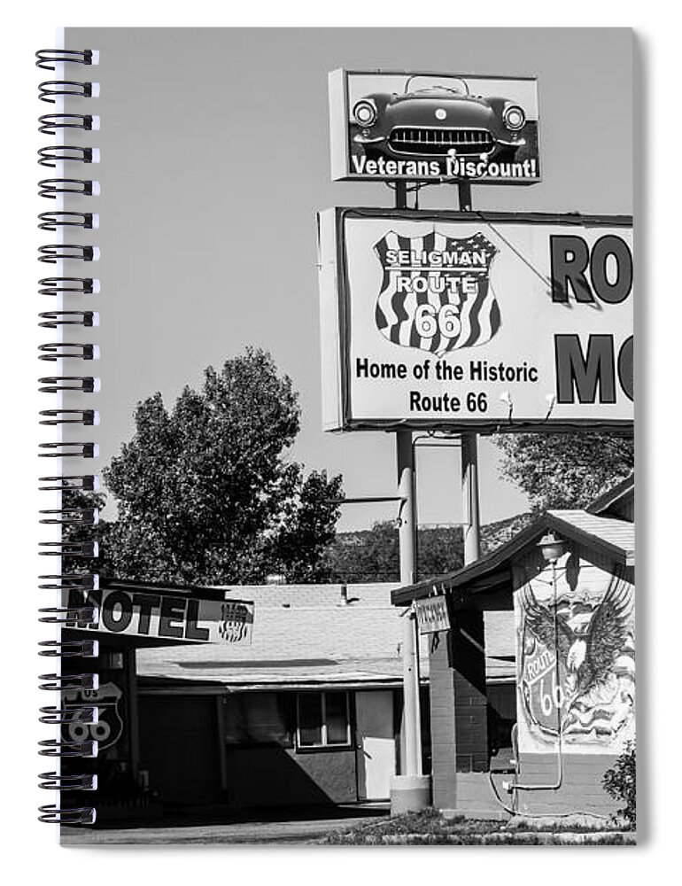 Motels Spiral Notebook featuring the photograph The Romney Motel Route 66 by Anthony Sacco
