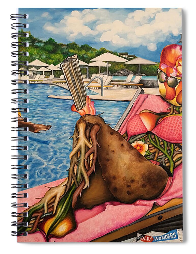 Holiday Spiral Notebook featuring the painting The Rosy Seasons of Life by O Yemi Tubi