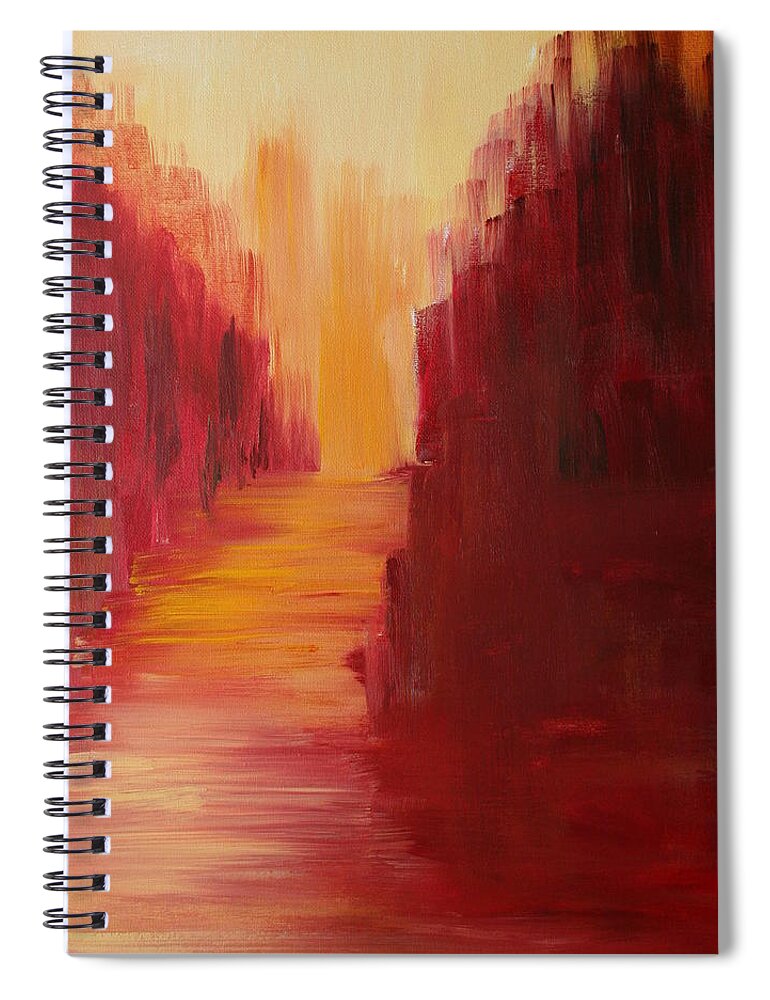Red Spiral Notebook featuring the painting The Ruby Way by Julie Lueders 