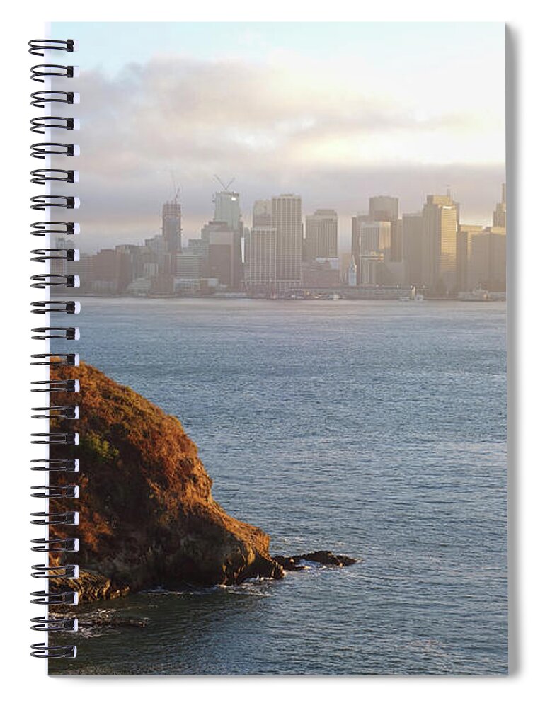 San Spiral Notebook featuring the photograph The San Francisco Skyline From Treasure Island by Toby McGuire